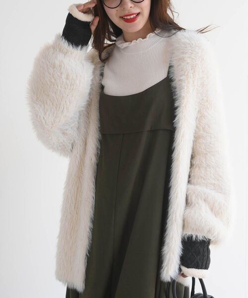 rps（アールピーエス）の「フェザーロングカーディガン（カーディガン/ボレロ・レディース・ベージュ系その他/アイボリー/チャコールグレー・フリー）」の12枚目の写真