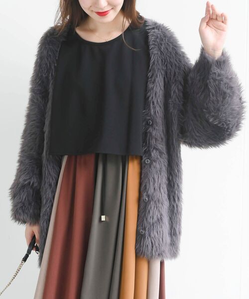 rps（アールピーエス）の「フェザーロングカーディガン（カーディガン/ボレロ・レディース・ベージュ系その他/アイボリー/チャコールグレー・フリー）」の18枚目の写真