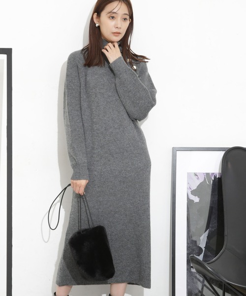 セール】釦ディティール片畔ニットワンピース（ワンピース）｜NANO