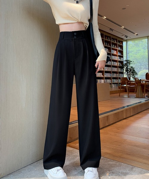 MILAE(ミレ)の「ハイウエストタックセミワイドパンツ(その他パンツ・レディース・ブラック/グレー/モカ・S/L/M)」の4枚目の写真