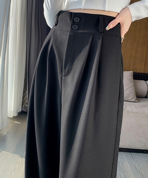 MILAE(ミレ)の「ハイウエストタックセミワイドパンツ(その他パンツ・レディース・ブラック/グレー/モカ・S/L/M)」の9枚目の写真
