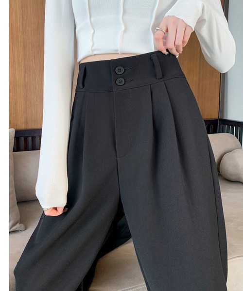 MILAE(ミレ)の「ハイウエストタックセミワイドパンツ(その他パンツ・レディース・ブラック/グレー/モカ・S/L/M)」の11枚目の写真