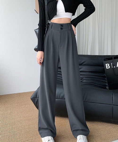 MILAE(ミレ)の「ハイウエストタックセミワイドパンツ(その他パンツ・レディース・ブラック/グレー/モカ・S/L/M)」の12枚目の写真