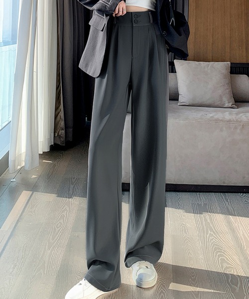 MILAE(ミレ)の「ハイウエストタックセミワイドパンツ(その他パンツ・レディース・ブラック/グレー/モカ・S/L/M)」の14枚目の写真