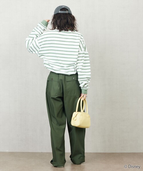 FREAK'S STORE（フリークスストア）の「限定展開　Disney/ディズニー　別注/Mickey/ボーダープリントロングスリーブTシャツ（Tシャツ/カットソー・レディース・ベージュ/ラベンダー/ブラック/グリーン・ﾌﾘ-）」の7枚目の写真