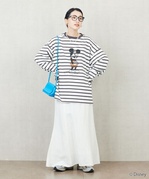FREAK'S STORE（フリークスストア）の「限定展開　Disney/ディズニー　別注/Mickey/ボーダープリントロングスリーブTシャツ（Tシャツ/カットソー・レディース・ベージュ/ラベンダー/ブラック/グリーン・ﾌﾘ-）」の13枚目の写真