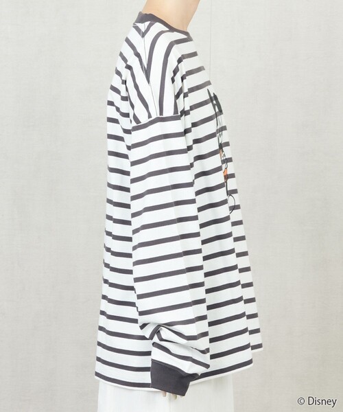 FREAK'S STORE（フリークスストア）の「限定展開　Disney/ディズニー　別注/Mickey/ボーダープリントロングスリーブTシャツ（Tシャツ/カットソー・レディース・ベージュ/ラベンダー/ブラック/グリーン・ﾌﾘ-）」の16枚目の写真