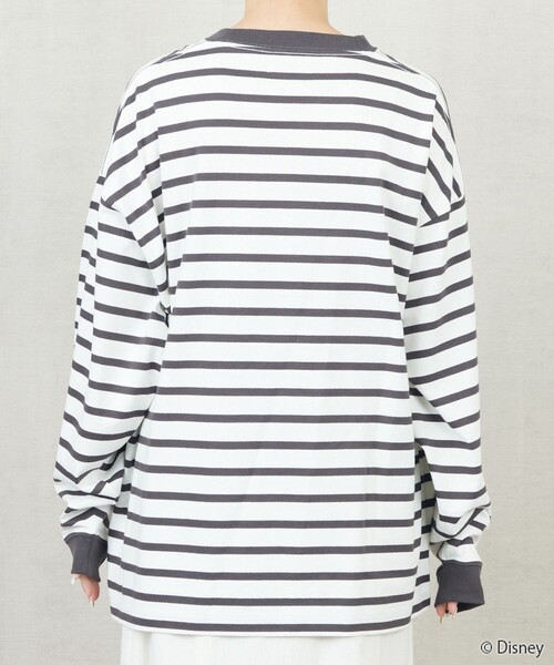 FREAK'S STORE（フリークスストア）の「限定展開　Disney/ディズニー　別注/Mickey/ボーダープリントロングスリーブTシャツ（Tシャツ/カットソー・レディース・ベージュ/ラベンダー/ブラック/グリーン・ﾌﾘ-）」の17枚目の写真