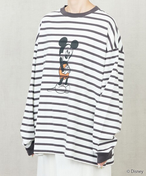 FREAK'S STORE（フリークスストア）の「限定展開　Disney/ディズニー　別注/Mickey/ボーダープリントロングスリーブTシャツ（Tシャツ/カットソー・レディース・ベージュ/ラベンダー/ブラック/グリーン・ﾌﾘ-）」の18枚目の写真