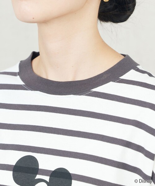 FREAK'S STORE（フリークスストア）の「限定展開　Disney/ディズニー　別注/Mickey/ボーダープリントロングスリーブTシャツ（Tシャツ/カットソー・レディース・ベージュ/ラベンダー/ブラック/グリーン・ﾌﾘ-）」の19枚目の写真