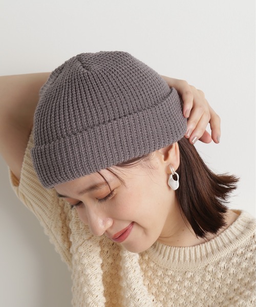 N.（N. Natural Beauty Basic）（エヌエヌナチュラルビューティーベーシック）の「◆ワッフルニットキャップ（ニットキャップ/ビーニー・レディース・グレー/ブラック・ﾌﾘ-）」の5枚目の写真