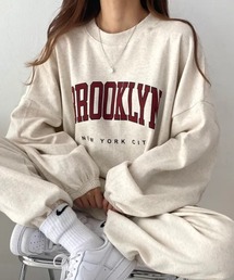 MYMOOD. | ●ドロップ/【上下2点セット】カレッジロゴ スウェットセットアップ ルームウェア(その他ルームウェア)