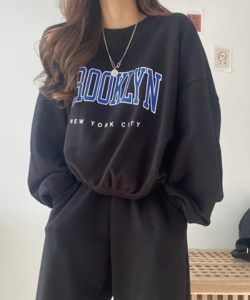 MYMOOD.（マイムード）の「●ドロップ/【上下2点セット】カレッジロゴ スウェットセットアップ ルームウェア（その他ルームウェア・レディース・ブラック/グレー/グリーン/オートミール・FREE）」の5枚目の写真