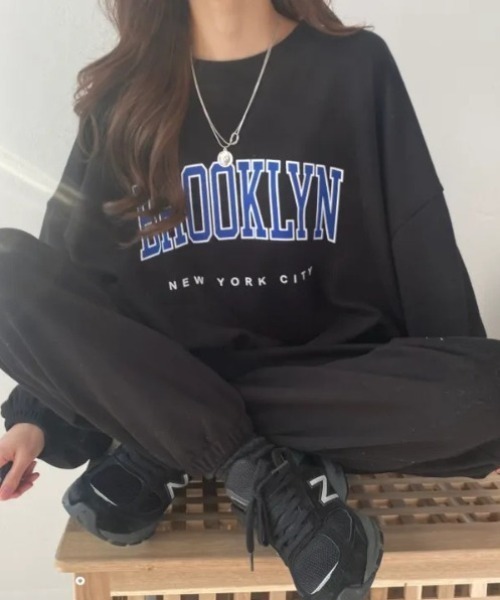 MYMOOD.（マイムード）の「●ドロップ/【上下2点セット】カレッジロゴ スウェットセットアップ ルームウェア（その他ルームウェア・レディース・ブラック/グレー/グリーン/オートミール・FREE）」の9枚目の写真