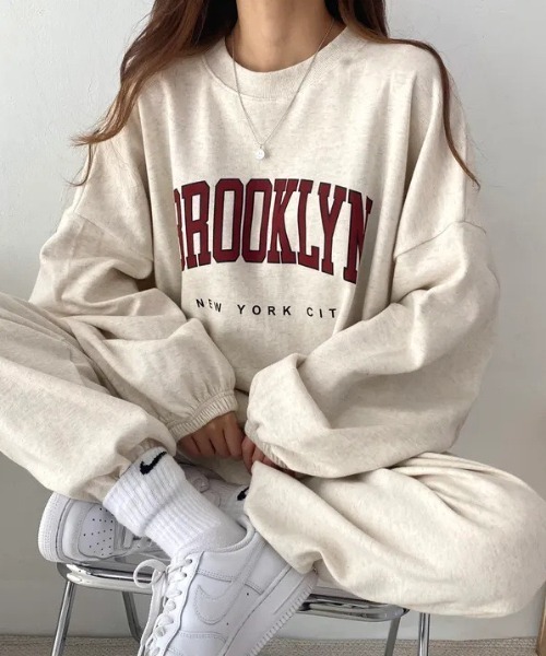 MYMOOD.（マイムード）の「●ドロップ/【上下2点セット】カレッジロゴ スウェットセットアップ ルームウェア（その他ルームウェア・レディース・ブラック/グレー/グリーン/オートミール・FREE）」の15枚目の写真