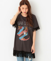 Another Edition | BIRDプリントフリンジロングTシャツ/AEBC　BIRDPrtフリンジロングT(Tシャツ/カットソー)