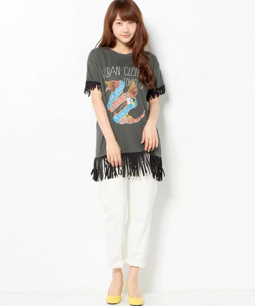 Another Edition（アナザーエディション）の「BIRDプリントフリンジロングTシャツ/AEBC　BIRDPrtフリンジロングT（Tシャツ/カットソー・レディース・ブラック・フリー）」の12枚目の写真