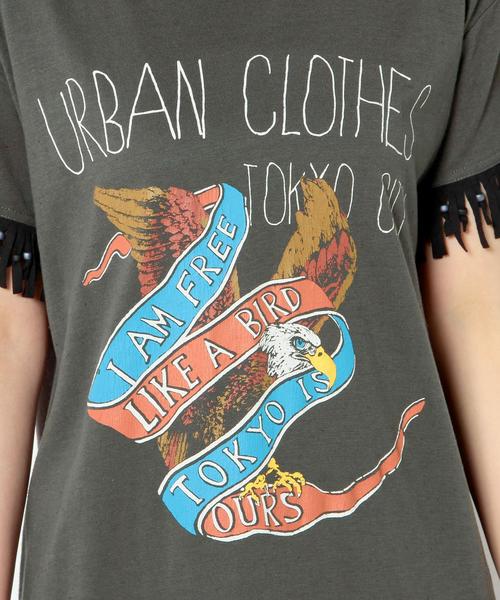 Another Edition（アナザーエディション）の「BIRDプリントフリンジロングTシャツ/AEBC　BIRDPrtフリンジロングT（Tシャツ/カットソー・レディース・ブラック・フリー）」の14枚目の写真