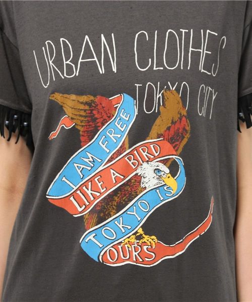 Another Edition（アナザーエディション）の「BIRDプリントフリンジロングTシャツ/AEBC　BIRDPrtフリンジロングT（Tシャツ/カットソー・レディース・ブラック・フリー）」の5枚目の写真