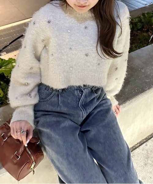 Heather（ヘザー）の「ビジューニット　991825（ニット/セーター・レディース・アイボリー/ブラック・FREE）」の14枚目の写真