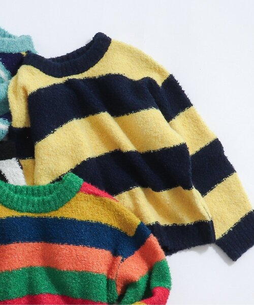 BREEZE(ブリーズ)の「ブークレニット(ニット/セーター・キッズ・オフホワイト/レインボー/イエロー/ターコイズブルー・90/140/120/100)」の4枚目の写真