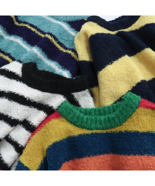 BREEZE(ブリーズ)の「ブークレニット(ニット/セーター・キッズ・オフホワイト/レインボー/イエロー/ターコイズブルー・90/140/120/100)」の6枚目の写真