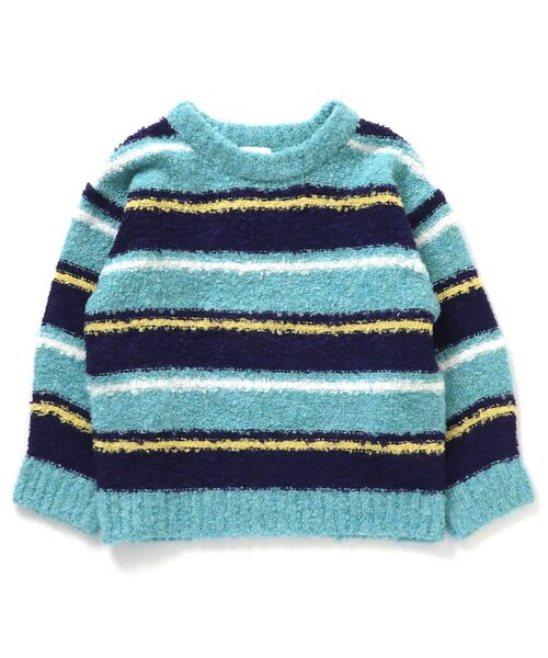 BREEZE(ブリーズ)の「ブークレニット(ニット/セーター・キッズ・オフホワイト/レインボー/イエロー/ターコイズブルー・90/140/120/100)」の12枚目の写真