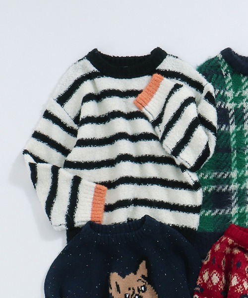 BREEZE(ブリーズ)の「ブークレニット(ニット/セーター・キッズ・オフホワイト/レインボー/イエロー/ターコイズブルー・90/140/120/100)」の2枚目の写真