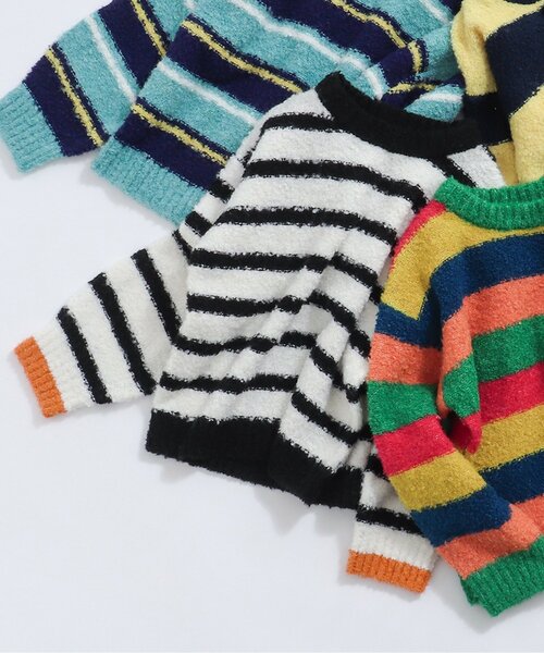 BREEZE(ブリーズ)の「ブークレニット(ニット/セーター・キッズ・オフホワイト/レインボー/イエロー/ターコイズブルー・90/140/120/100)」の19枚目の写真