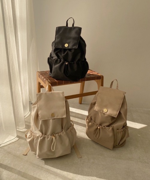 my twilight（マイトワイライト）の「mytwilight 9ポケット ドロストリュック（バックパック/リュック・レディース・ブラック/ベージュ/アイボリー・FREE）」の18枚目の写真