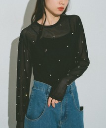 ビジューチュールシアートップス