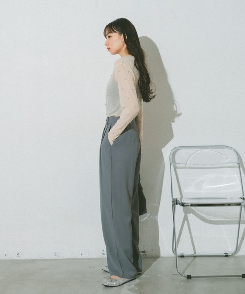 VANNIE U（ヴァニーユー）の「ビジューチュールシアートップス（Tシャツ/カットソー・レディース・ブルー/アイボリー/ブラック/ネイビー・FREE）」の15枚目の写真