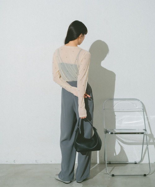 VANNIE U（ヴァニーユー）の「ビジューチュールシアートップス（Tシャツ/カットソー・レディース・ブルー/アイボリー/ブラック/ネイビー・FREE）」の16枚目の写真