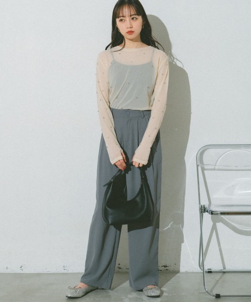 VANNIE U（ヴァニーユー）の「ビジューチュールシアートップス（Tシャツ/カットソー・レディース・ブルー/アイボリー/ブラック/ネイビー・FREE）」の14枚目の写真