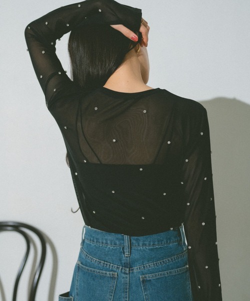 VANNIE U（ヴァニーユー）の「ビジューチュールシアートップス（Tシャツ/カットソー・レディース・ブルー/アイボリー/ブラック/ネイビー・FREE）」の20枚目の写真