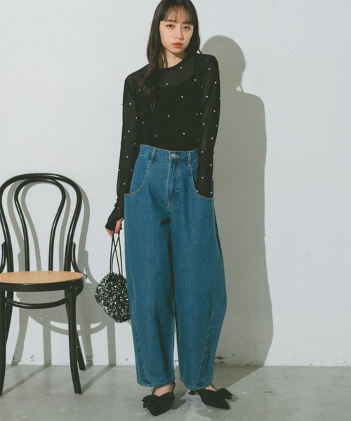 VANNIE U（ヴァニーユー）の「ビジューチュールシアートップス（Tシャツ/カットソー・レディース・ブルー/アイボリー/ブラック/ネイビー・FREE）」の21枚目の写真