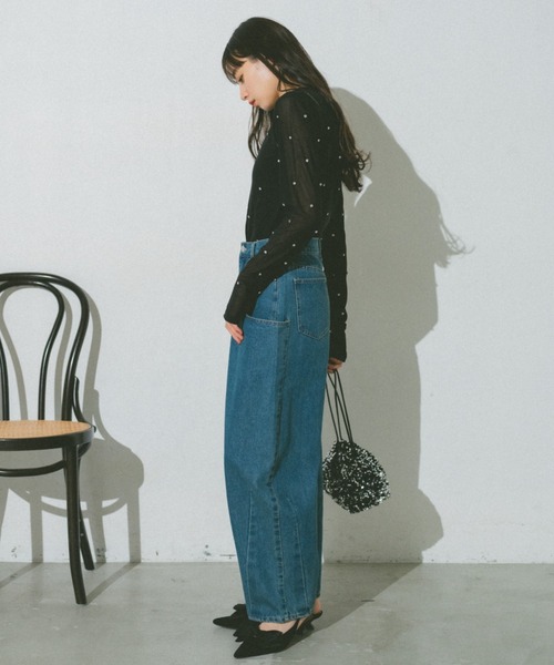 VANNIE U（ヴァニーユー）の「ビジューチュールシアートップス（Tシャツ/カットソー・レディース・ブルー/アイボリー/ブラック/ネイビー・FREE）」の22枚目の写真