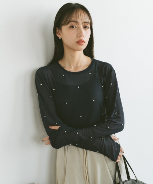 ビジューチュールシアートップス（Tシャツ/カットソー）｜VANNIE