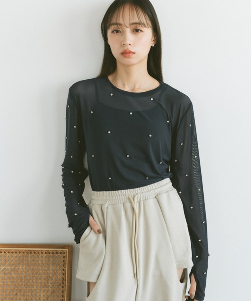 驚きの値段 ビジューチュールシアートップス（Tシャツ/カットソー）｜VANNIE トップス
