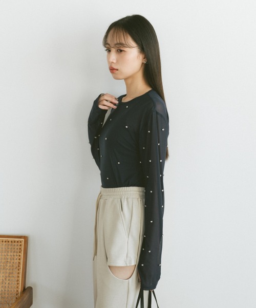 ビジューチュールシアートップス（Tシャツ/カットソー）｜VANNIE U