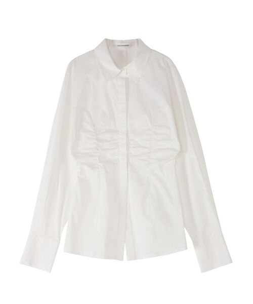 LAGUNAMOON（ラグナムーン）の「ウエストギャザースリムシャツ（シャツ/ブラウス・レディース・ベージュ/ホワイト/ブラック・FREE）」の7枚目の写真