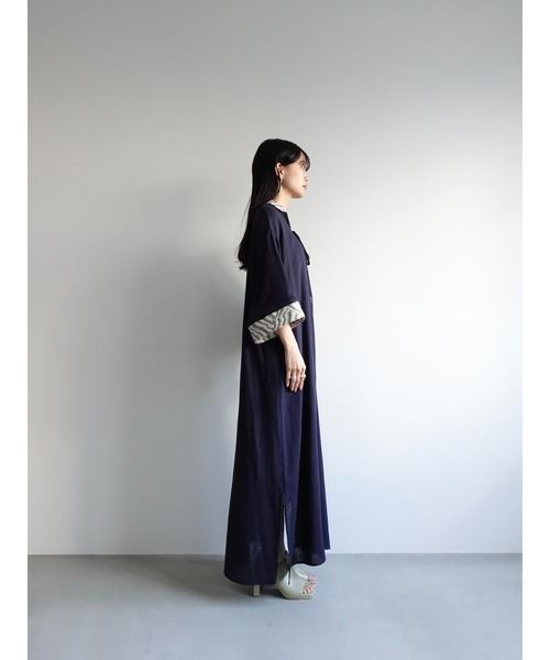 sahara(サハラ)の「Slit Neck Kaftan Dress/スリットネックカフタンドレス(ワンピース・レディース・ネイビー/ベージュ/レッド・FREE)」の8枚目の写真