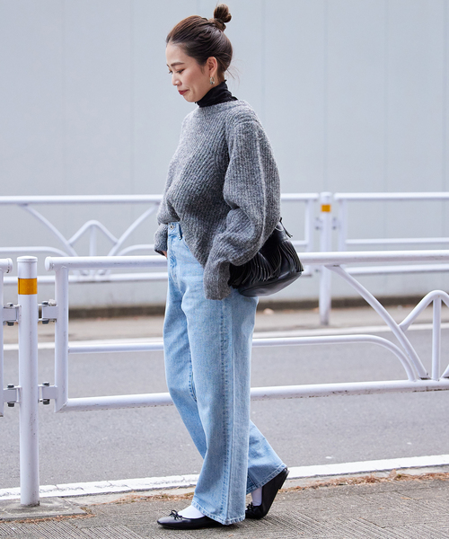 B.C STOCK（ベーセーストック）の「《追加2》シアータートルプルオーバー（Tシャツ/カットソー・レディース・ホワイト/チャコールグレー/ブラック・FREE）」の5枚目の写真