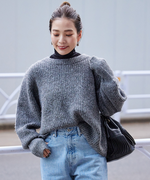 B.C STOCK（ベーセーストック）の「《追加2》シアータートルプルオーバー（Tシャツ/カットソー・レディース・ホワイト/チャコールグレー/ブラック・FREE）」の8枚目の写真