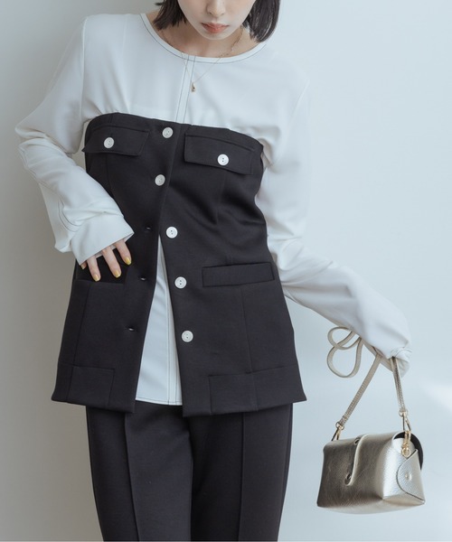 Eimee Law（エイミーロウ）の「ボンディングビスチェ（ベスト・レディース・ブラック/ネイビー/アイボリー・38）」の2枚目の写真