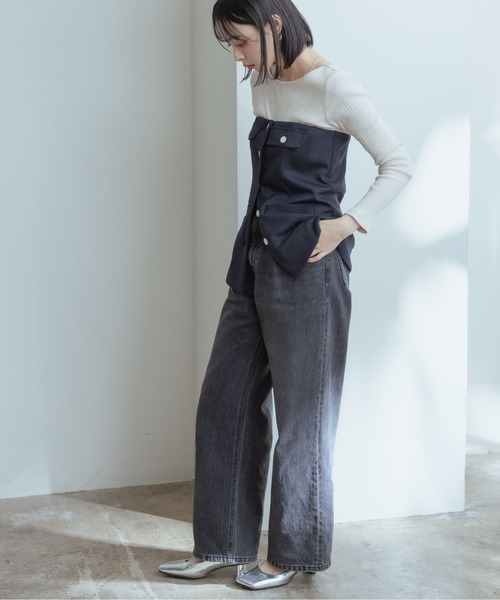 Eimee Law（エイミーロウ）の「ボンディングビスチェ（ベスト・レディース・ブラック/ネイビー/アイボリー・38）」の5枚目の写真