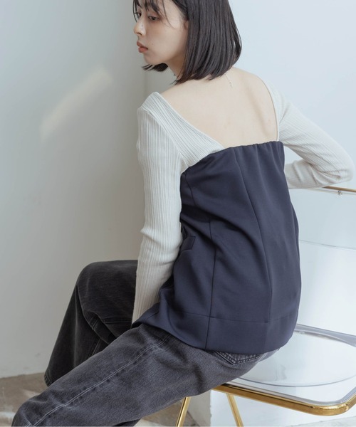 Eimee Law（エイミーロウ）の「ボンディングビスチェ（ベスト・レディース・ブラック/ネイビー/アイボリー・38）」の8枚目の写真