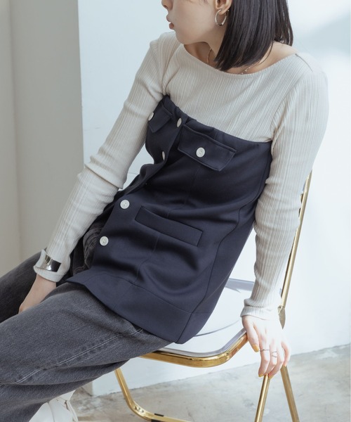 Eimee Law（エイミーロウ）の「ボンディングビスチェ（ベスト・レディース・ブラック/ネイビー/アイボリー・38）」の9枚目の写真