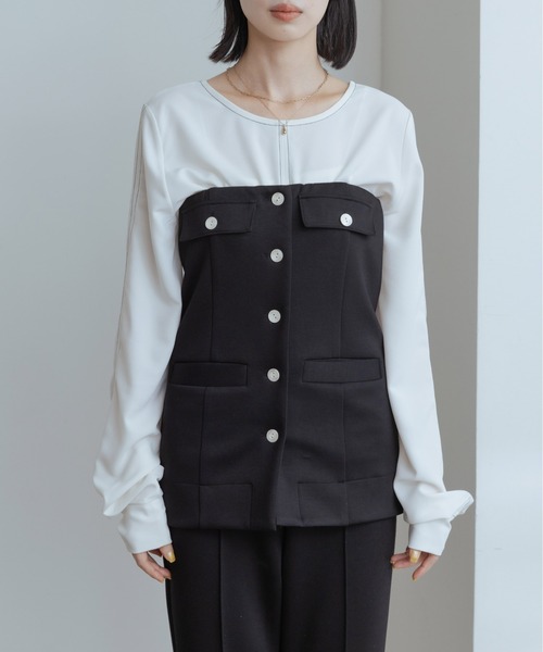 Eimee Law（エイミーロウ）の「ボンディングビスチェ（ベスト・レディース・ブラック/ネイビー/アイボリー・38）」の18枚目の写真