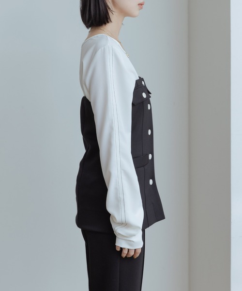 Eimee Law（エイミーロウ）の「ボンディングビスチェ（ベスト・レディース・ブラック/ネイビー/アイボリー・38）」の19枚目の写真